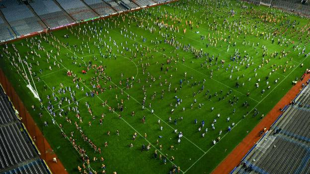 A general view during the Official Guinness World Record attempt for World’s Largest Hurling Lesson at Croke Park in Dublin. The attempt, which saw 1,772 participants take to the field was made to celebrate 20 Years of the GAA Museum.