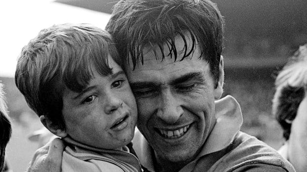 Roscommon's Dermot Earley celebrates with his son David after victory over Armagh in the 1980 All-Ireland SFC semi-final.