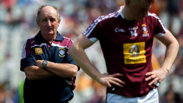 A dejected Westmeath manager Michael Ryan pictured after his team's Joe McDonagh Cup Final defeat to Carlow. 