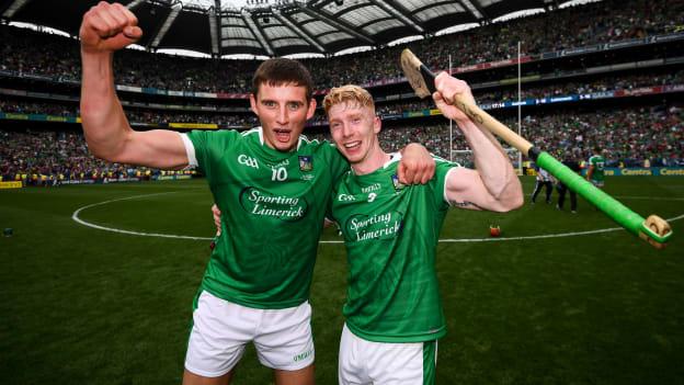 Gearoid Hegarty and Cian Lynch celebrate after the All Ireland Final in August.