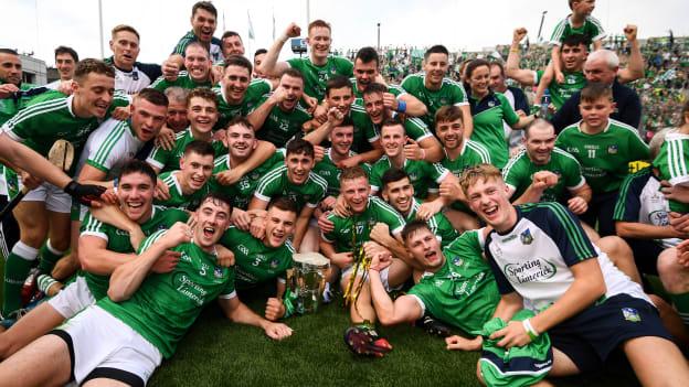 The Limerick hurlers celebrate with the Liam MacCarthy Cup after their All-Ireland SHC Final victory over Galway. 