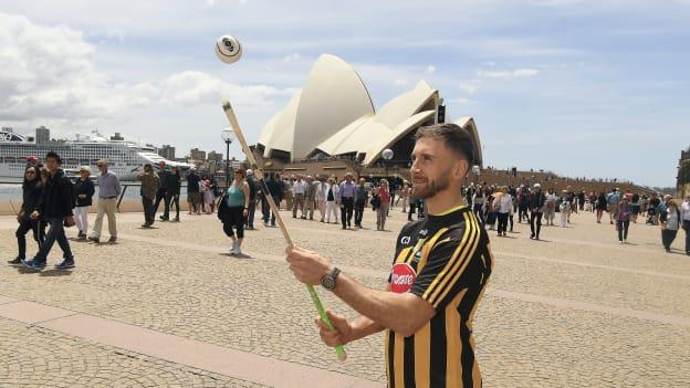 Kilkenny hurler Conor Fogarty pictured in front of the Sydney Opera House before Sunday's Wild Geese Trophy clash with Galway in Sydney, Australia. 