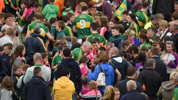 Kerry players sign autographs following the Munster SFC semi final win over Clare.