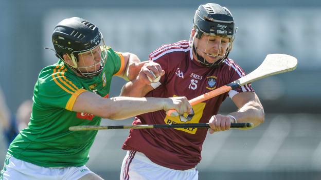 Robbie Greville, Westmeath, and Darragh Kelly, Meath, in action at TEG Cusack Park, Mullingar.