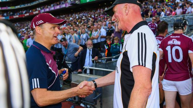 Galway manager Micheál Donoghue and Kilkenny manager Brian Cody shake hands after their teams battled to a draw in the Leinster SHC Final. 