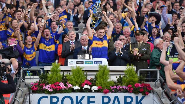 Tipperary captain Brendan Maher lifts the Liam MacCarthy Cup.