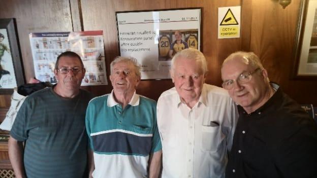 Former Roscommon footballer, Michael Finneran, pictured on the far right, with fellow Roscommon natives Mick Boyle, Patsy Mulvihill, and Sean Slattery, in Finneran's pub 'Mannions Prince Arthur' in Tottenham, London.