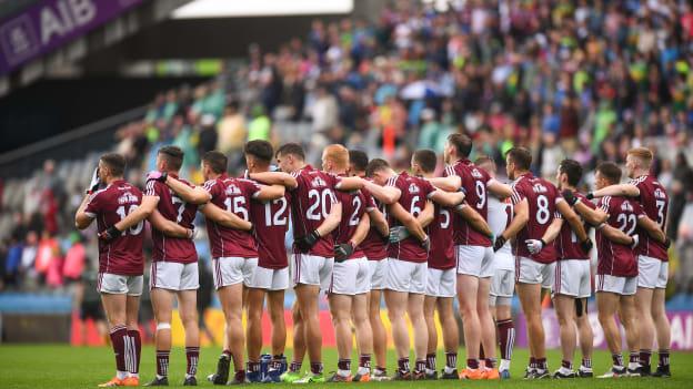 The Galway footballers line up for the National Anthem before last Sunday's All-Ireland SFC Quarter-Final win over Kerry. 