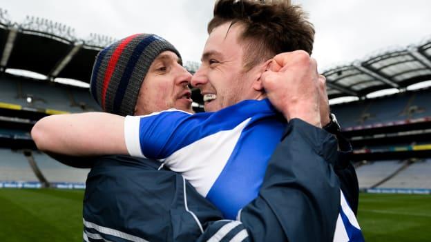 John Sugrue and Ross Munnelly celebrate at Croke Park on Saturday.