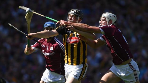 Kilkenny's Walter Walsh and Galway's Gearoid McInerney tussle for the sliotar in the Leinster SHC Final. 