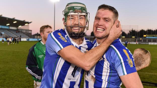 David Curtin, left, and Conal Keaney of Ballyboden St Enda's celebrate following their AIB Leinster Club SHC semi-final victory over Coolderry.