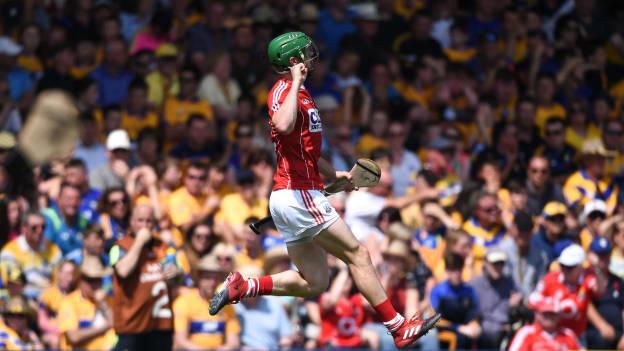 Seamus Harnedy celebrates after scoring a goal for Cork in the Munster SHC Final against Clare. 
