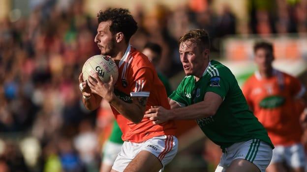Cian McManus of Fermanagh in action against Jamie Clarke of Armagh during the 2017 All-Ireland SFC. 