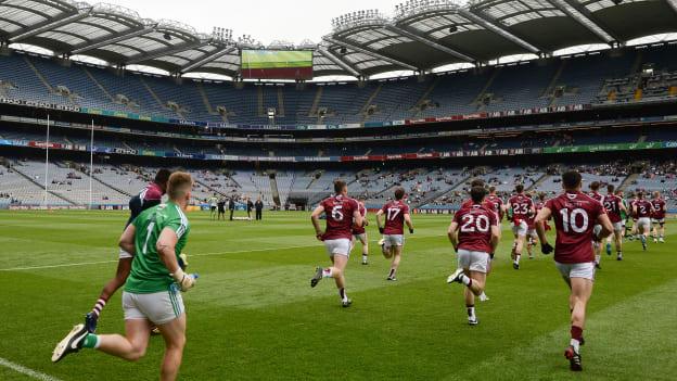 Westmeath entering the field before the match at Croke Park.