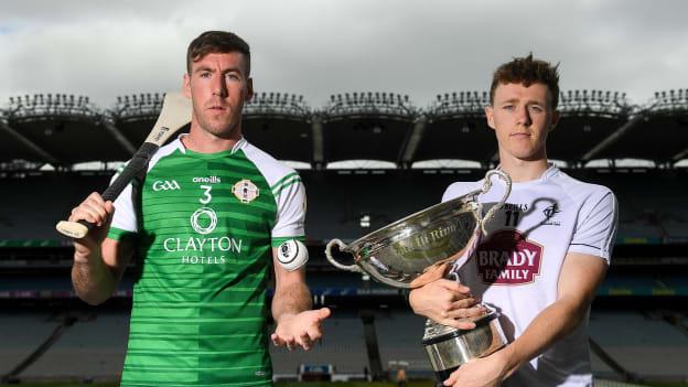 Christy Ring Cup finalists Brian Regan of London and Brian Byrne of Kildare pictured in Croke Park this week ahead of the match. 