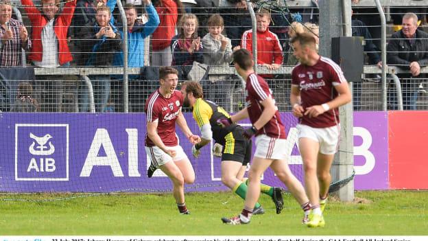 Johnny Heaney celebrates following his second goal for Galway.