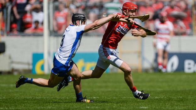 Bill Cooper, Cork, and Jamie Barron, Waterford, in action at Semple Stadium.