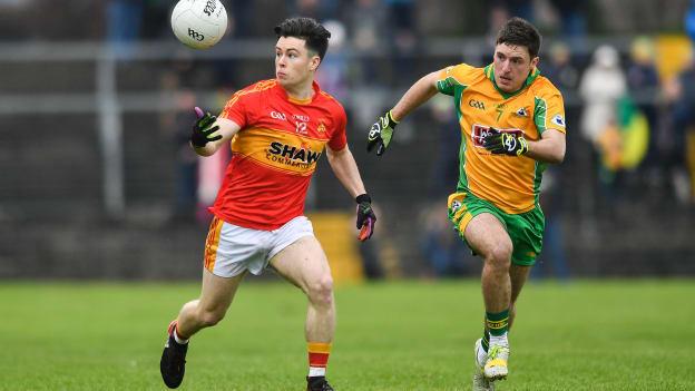 Cian Costello, Castlebar Mitchels, and Dylan Wall, Corofin, in action at Tuam Stadium.