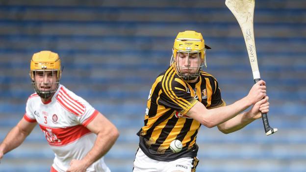 Richie Leahy, Kilkenny, and Paddy Turner, Derry, in action at Semple Stadium.