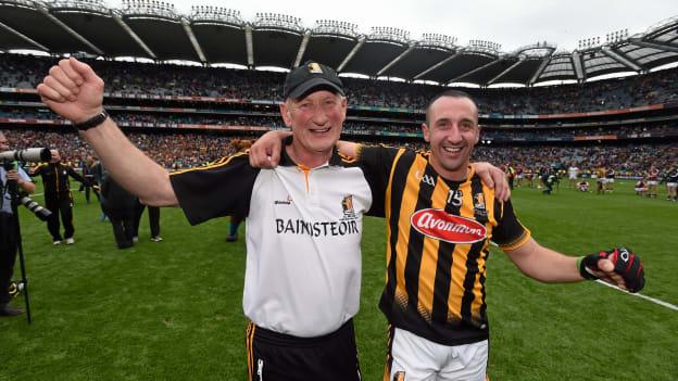 Brian Cody and Eoin Larkin celebrate following the 2015 All Ireland Hurling Final.