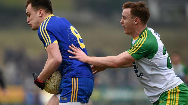 Enda Smith, Roscommon, and Eamonn Doherty, Donegal during the March 2016 Allianz Football League clash between the teams.