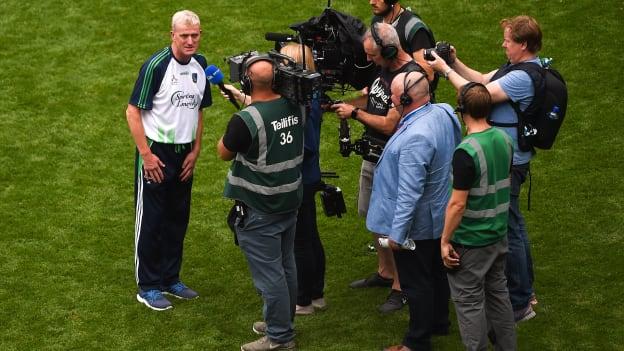 John Kiely being interviewed after Sunday's All Ireland SHC Final at Croke Park.