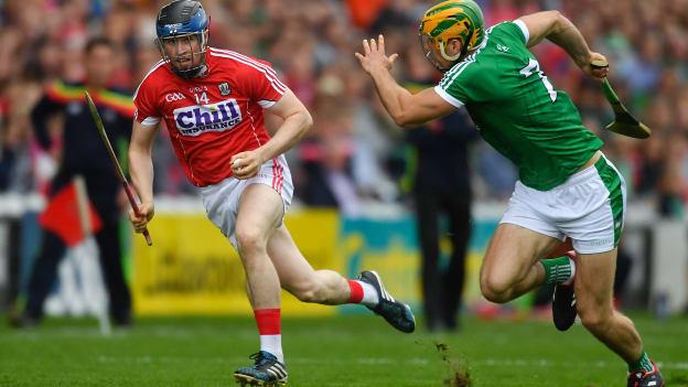 Conor Lehane, Cork, and Dan Morrissey, Limerick, in action at Pairc Ui Chaoimh.