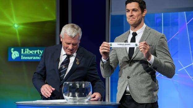 Munster GAA Chairman Jerry O Sullivan and Seamus Callanan during the draw.