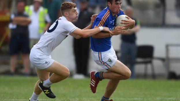 Seán Doody of Wicklow in action against Drew Costello of Kildare during the Electric Ireland Leinster GAA Minor Football Championship Semi-Final.