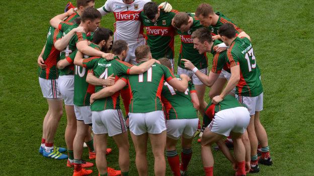 The Mayo team huddle before the game.