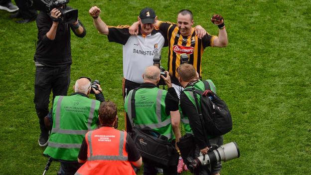 Brian Cody and Eoin Larkin following the 2015 All Ireland Final win over Galway.
