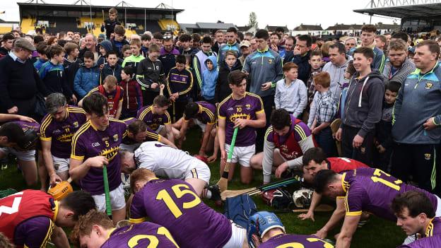 Wexford players and supporters following their Allianz Hurling League Quarter Final success against Kilkenny at Nowlan Park.