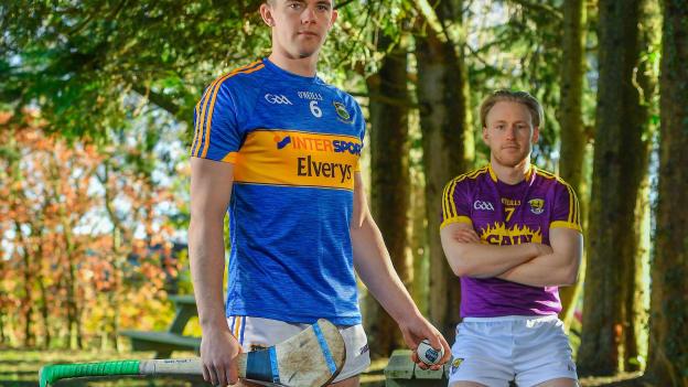 Ronan Maher, Tipperary, and Diarmuid O Keeffe, Wexford, pictured ahead of the Allianz Hurling League game on Saturday.