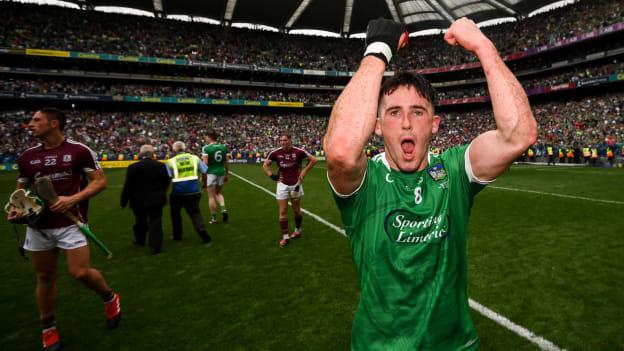 Darragh O'Donovan celebrates after Limerick's All-Ireland SHC Final victory over Galway. 