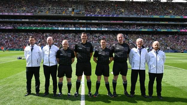 Match Officials before the GAA Football All-Ireland Senior Championship Final match between Kerry and Galway at Croke Park in Dublin.