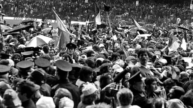 Limerick players and supporters celebrate on the Croke Park pitch after their 1973 All-Ireland SHC Final victory over Kilkenny. 