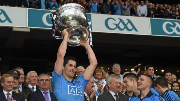 Rory O'Carroll lifts the Sam Maguire Cup after Dublin's 2015 All-Ireland SFC Final win over Kerry. 