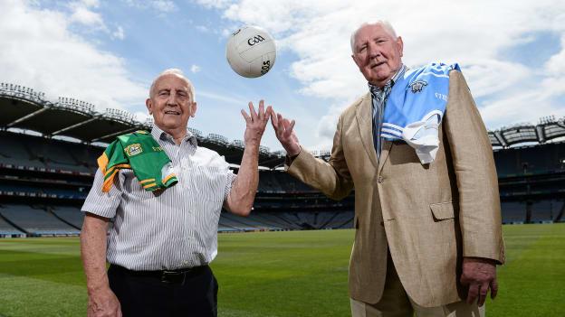 Former Meath manager Sean Boylan, left, and former Dublin manager Paddy Cullen in attendance at the 25th Anniversary of the Dublin and Meath Leinster Championship matches.