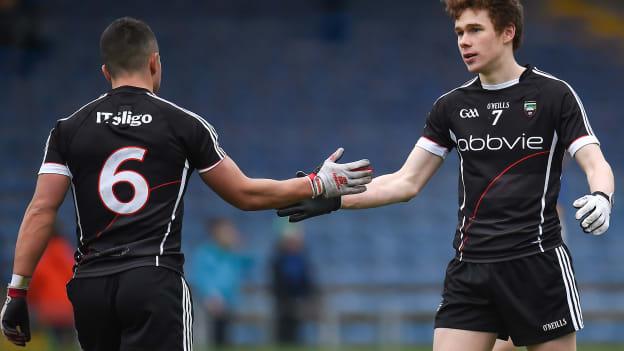 Sligo captain Neil Ewing and Gerard O Kelly Lynch celebrate following their win over Tipperary at Semple Stadium.