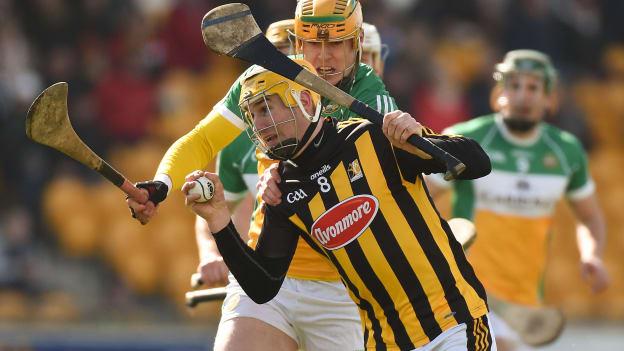 Richie Leahy, Kilkenny, and Cillian Kiely, Offaly, in Allianz Hurling League Quarter-Final action.