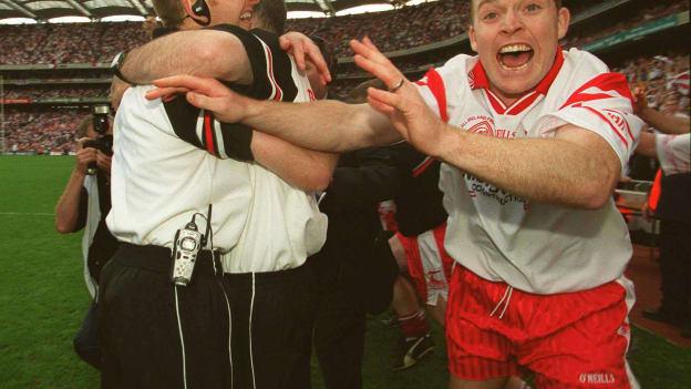 Paddy Tally celebrating in 2003 when Tyrone won the All Ireland title.