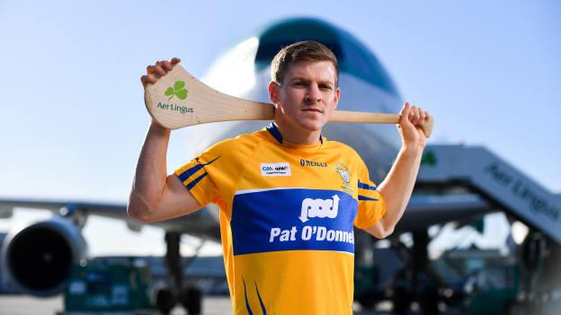 Podge Collins of Clare pictured at Dublin Airport where Aer Lingus, in partnership with the GAA and GPA, unveiled the one-of-a-kind customised playing kit for the Fenway Hurling Classic which takes place at Fenway Park in Boston on November 18th.