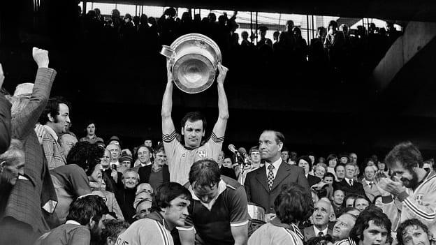 Dublin's Tony Hanahoe lifts the Sam Maguire Cup after victory over Kerry in the 1976 All-Ireland SFC Final. 