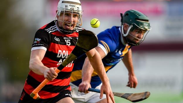 Ja Mannion, Cappataggle, and  Shane Morgan, Loughrea, in Galway SHC Final action. Photo by Tom Beary/Sportsfile