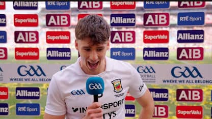 Sam Callinan reacts to Mayo's All-Ireland SFC Final victory over Kerry. 