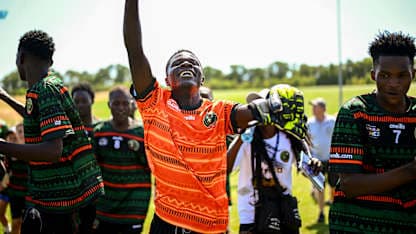 Sables Shamrocks of Zambia celebrate at the 2026 oneills.com GAA World Games