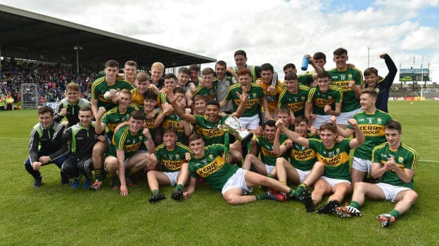 The Kerry minors celebrate their Munster Final victory over Cork