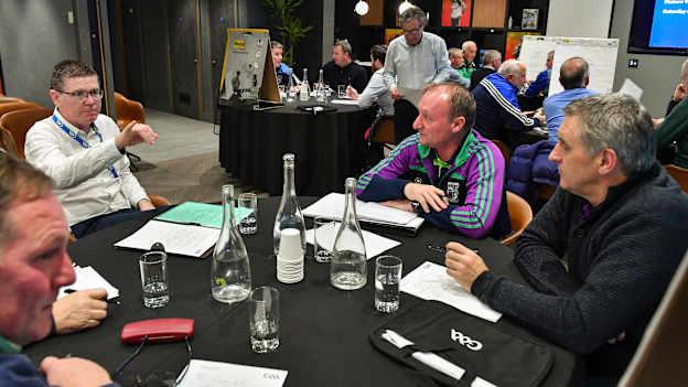 Ard Stiúrthóir of the GAA Tom Ryan listens to attendees during a workshop on Fixtures during the National GAA Club Forum at Croke Park in Dublin.