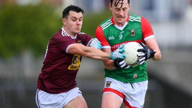 Diarmuid O'Connor, Mayo, and David Lynch, Westmeath, in Allianz Football League Division Two North action at TEG Cusack Park.