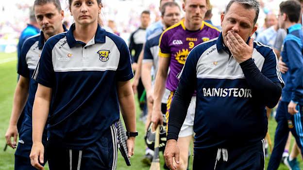 Former Wexford camogie star, Mags D'Arcy, left, was the Wexford senior hurling team's goalkeeping coach during Davy Fitzgerald's time as manager. 